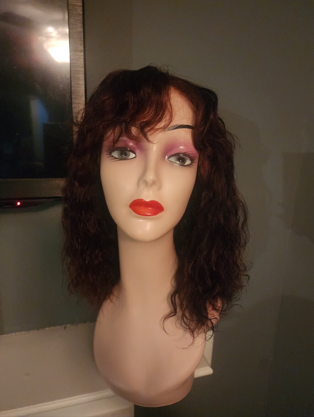 Brown with Burgundy Tones Wavy Lace Front Wig